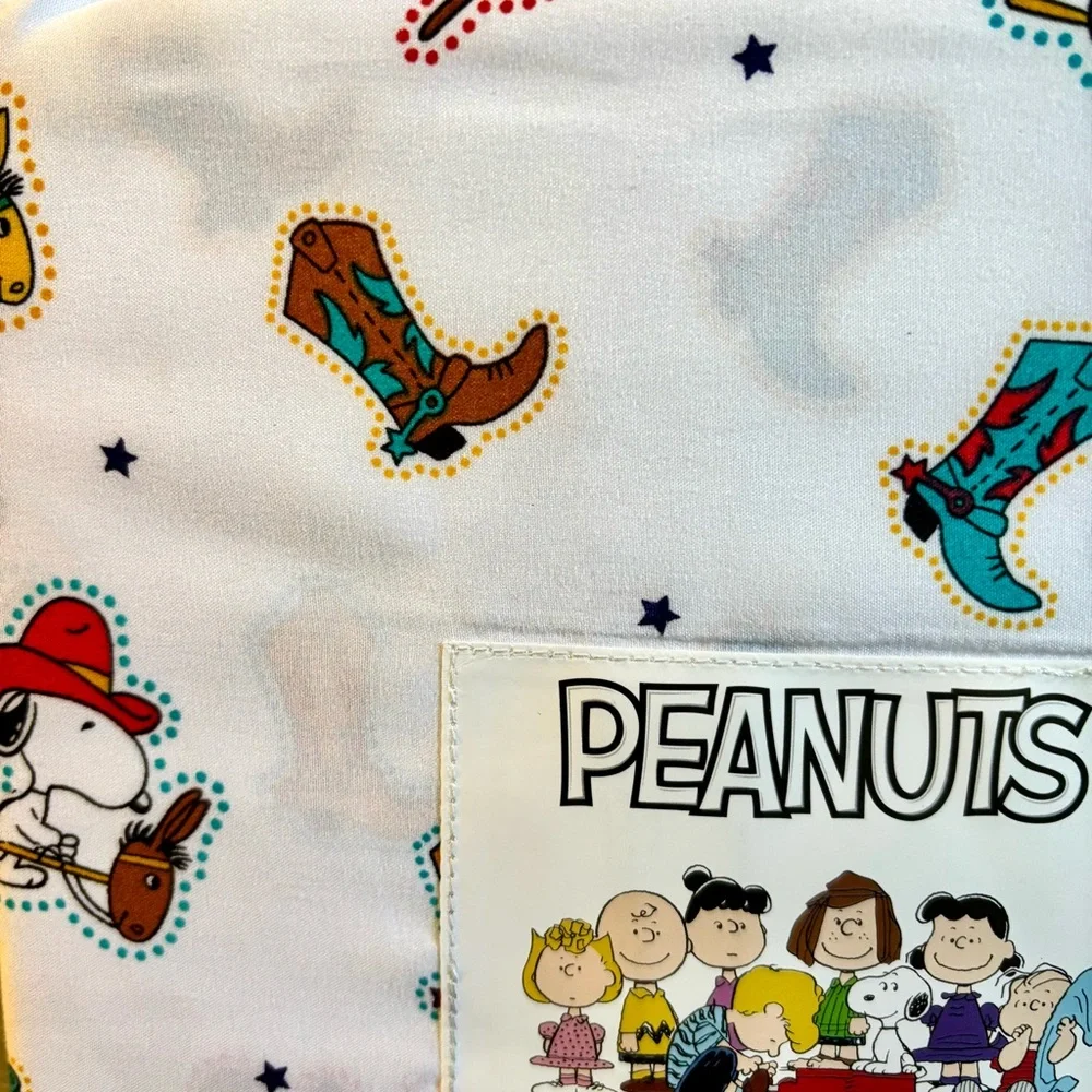 COWBOY Snoopy TWIN Sheet Set Berkshire Sheets PEANUTS Western Boots Stick Horse